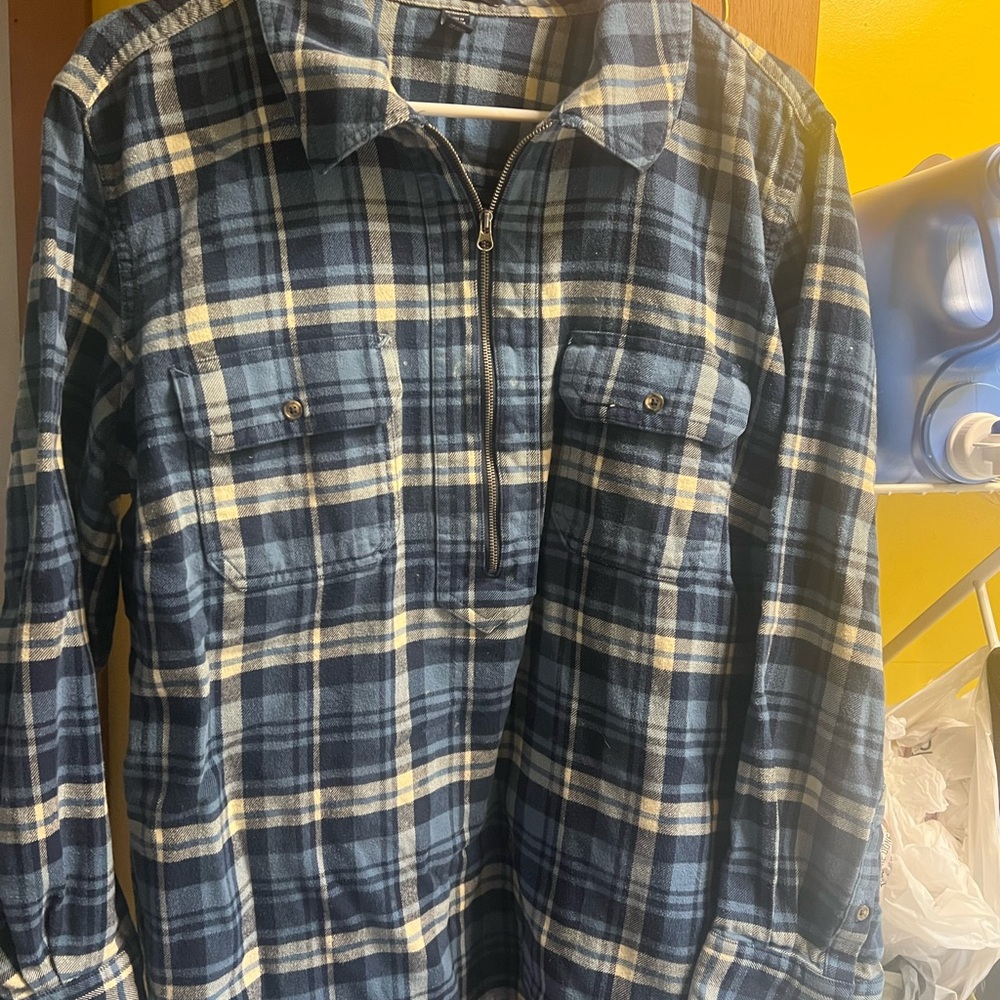 Chaps brand women's blue plaid 1/2 zip flannel shirt  3x